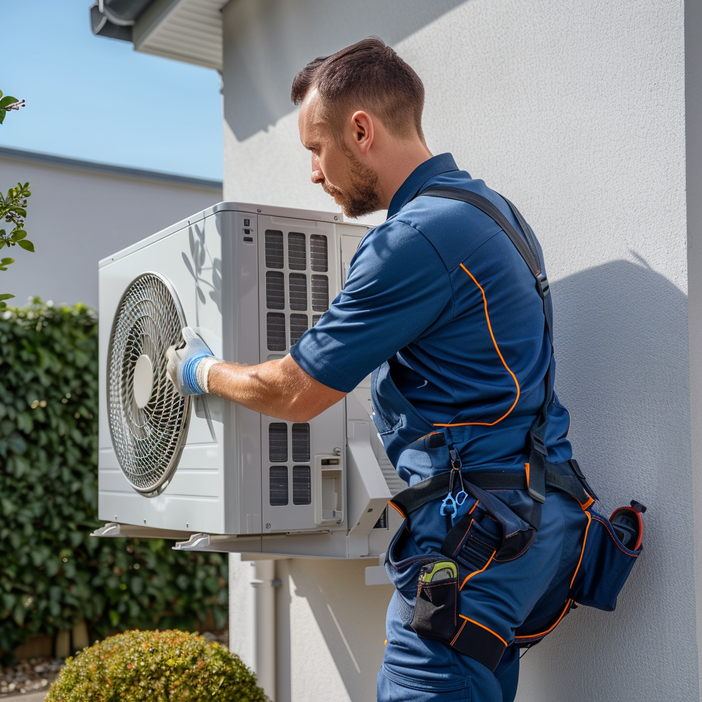 Chris working on heatpumps